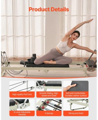 Foldable Pilates Reformer Home Gym Workout Machine with Dual Resistance 400 LB