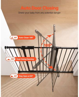 Adjustable Pressure-Mount Safety Gate, 26"-48" Wide, 36" High, Black