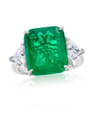 Gala Collection Sterling Silver Large Firework Emerald-Cut Cubic Zirconia Trillion Accent 3-Stone Ring