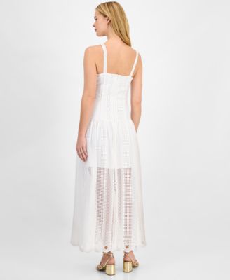 Juniors' Crochet Illusion Midi Dress