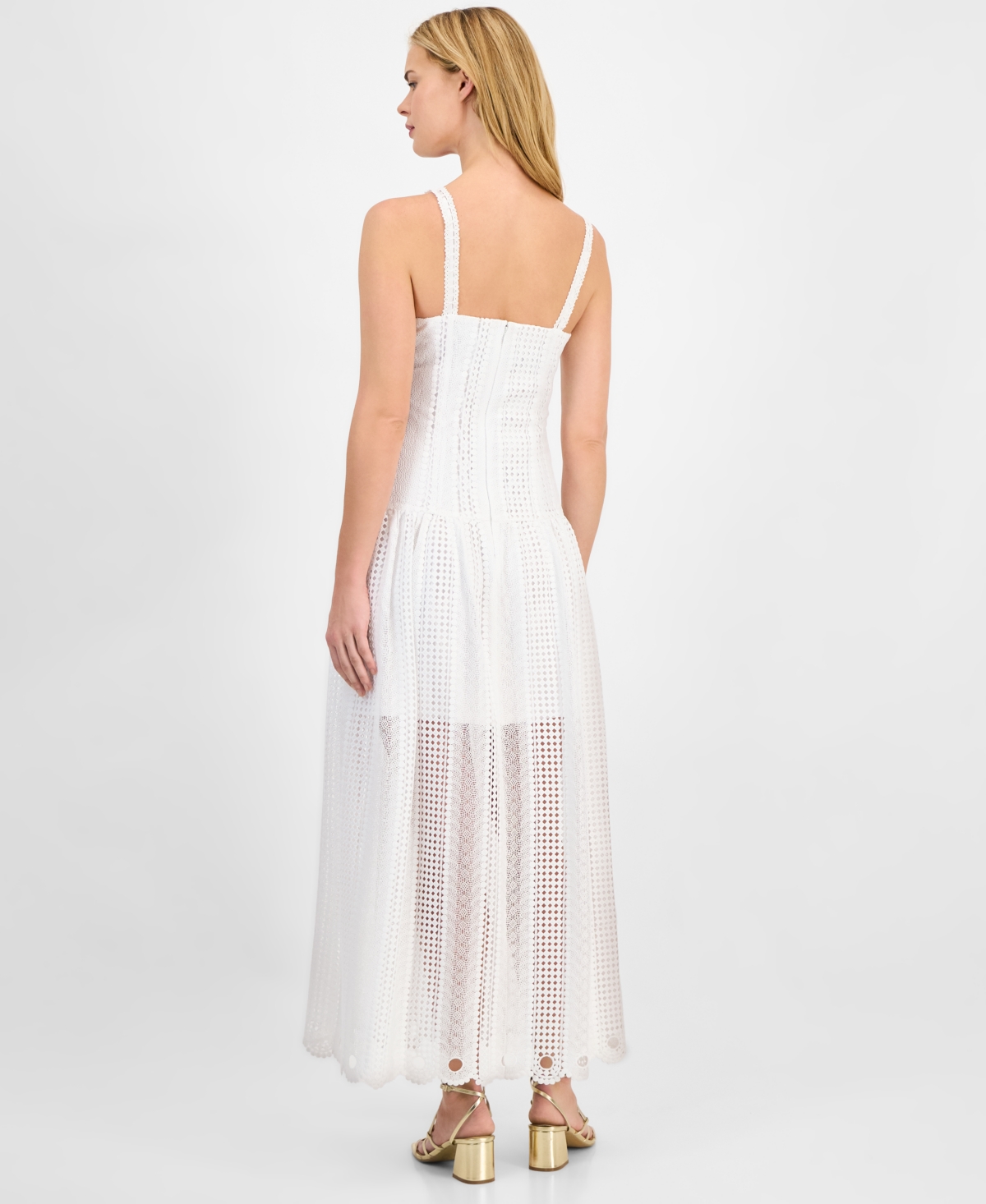 14th Place Juniors' Crochet Illusion Midi Dress