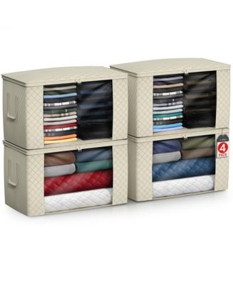 Foldable Storage Bag Organizers, Large Clear Window & Carry Handles, Great for Clothes, Blankets and Closets