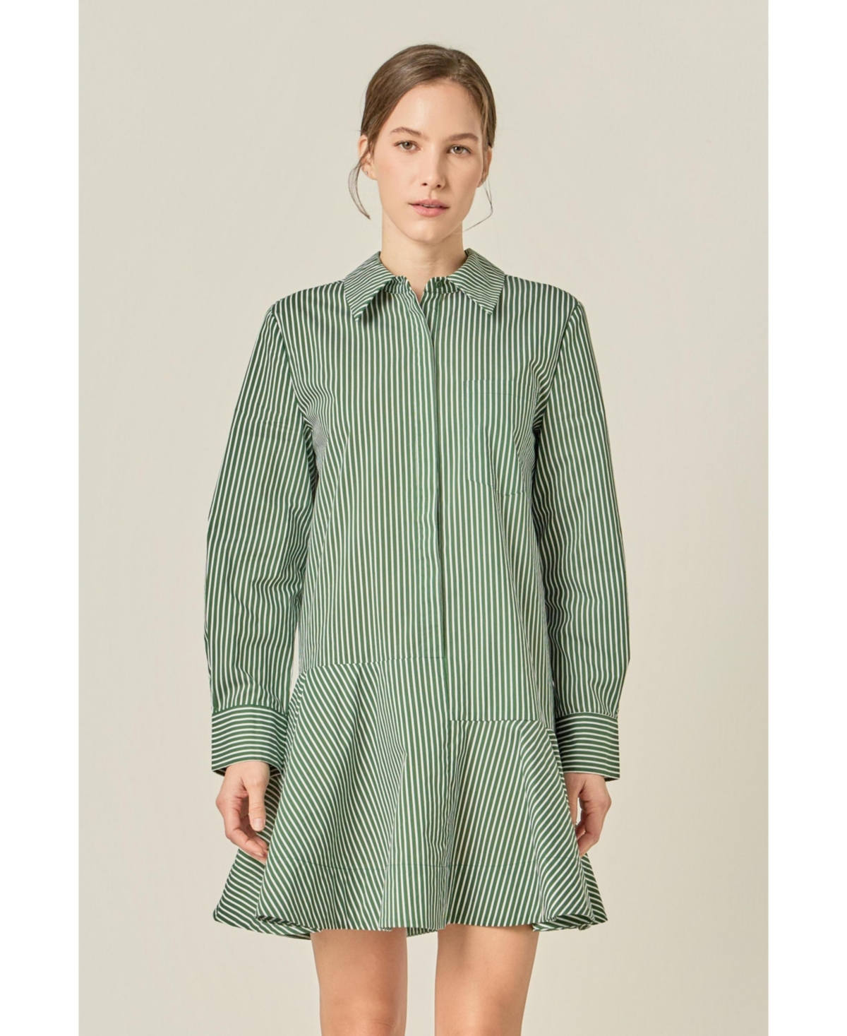 English Factory Women's Stripe Collar Flared Skirt Dress