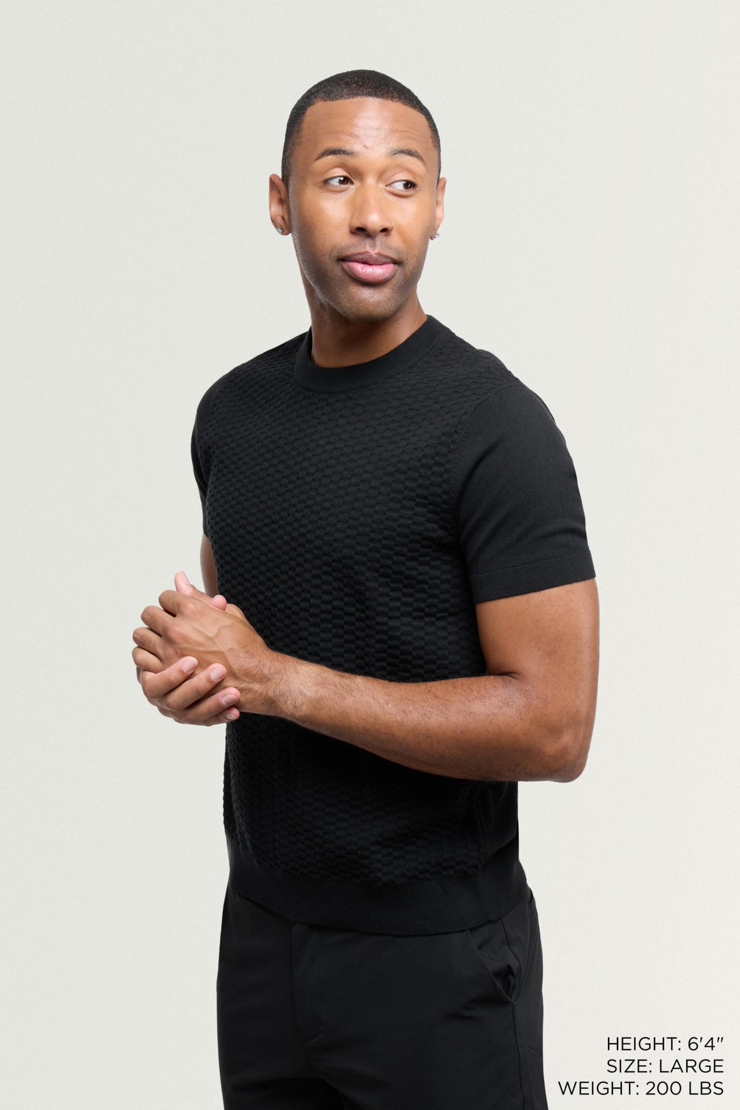 Мужской свитер XRAY X RAY Crew Rib Neck Checkered, цвет: Чёрный — фото 6