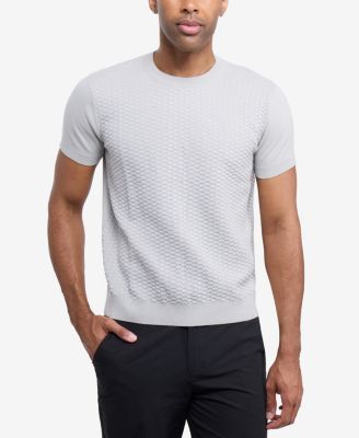 X RAY Men's Crew Rib Neck Checkered Sweater