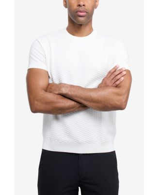 X RAY Men's Crew Rib Neck Checkered Sweater