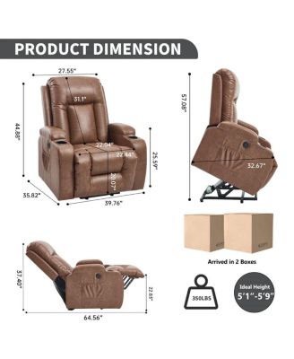 Faux Leather Power Lift Recliner for Elderly with Massage & Heat, Infinite Position Chair with USB, Cup Holders, Heavy-Duty Base