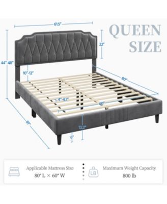 Upholstered Bed Frame with Wooden Slat Support