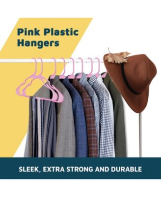  pink plastic hangers with nonslip grooves and spacesaving design, hold up to 5 lbs ideal for clothes, dresses & coats pack of 120.