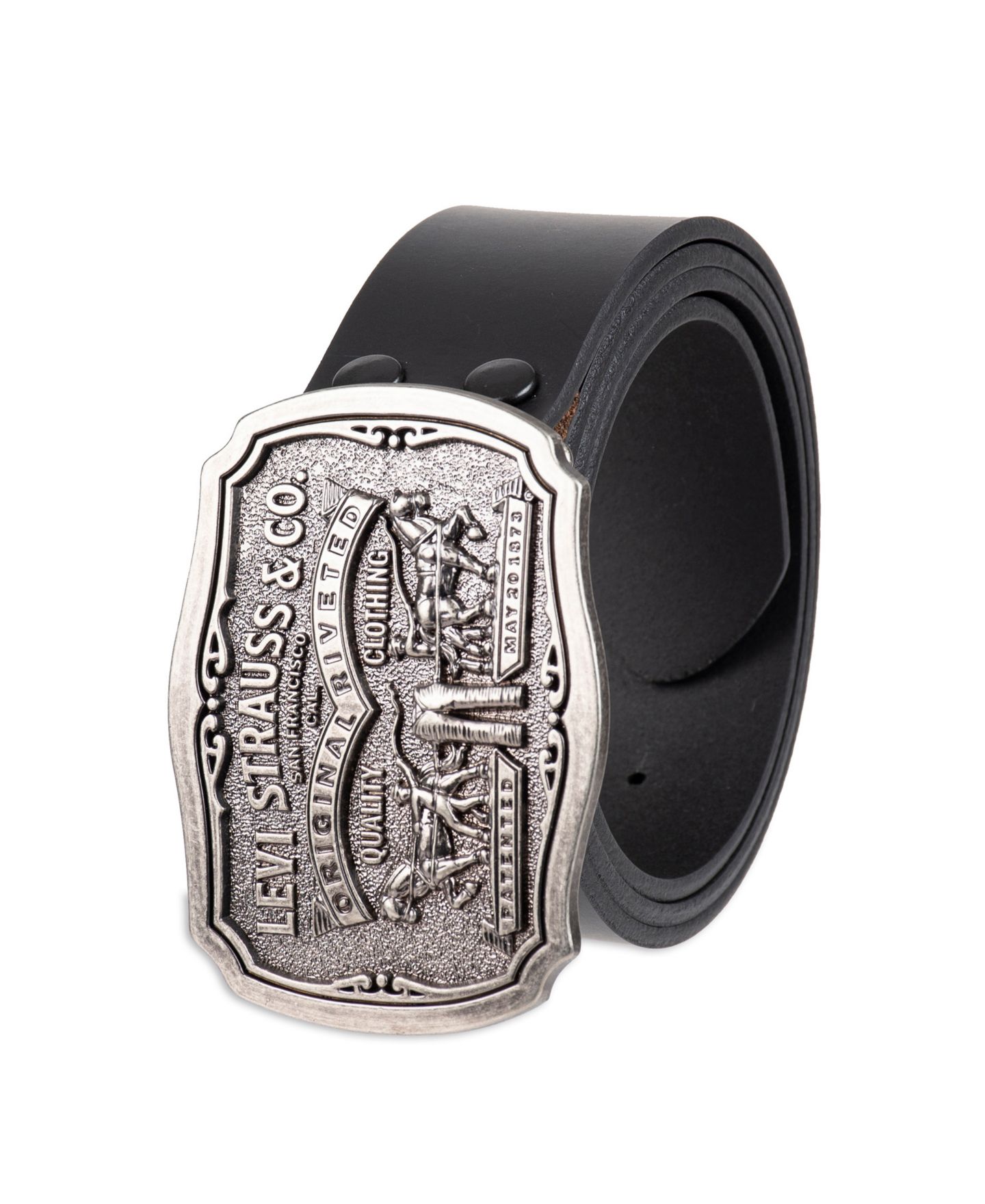 Мужской ремень Levi's Leather Belt with Plaque Buckle, цвет: Чёрный — фото 3