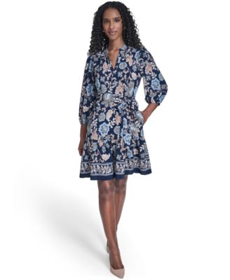 Women's Balloon-Sleeve V-Neck Dress