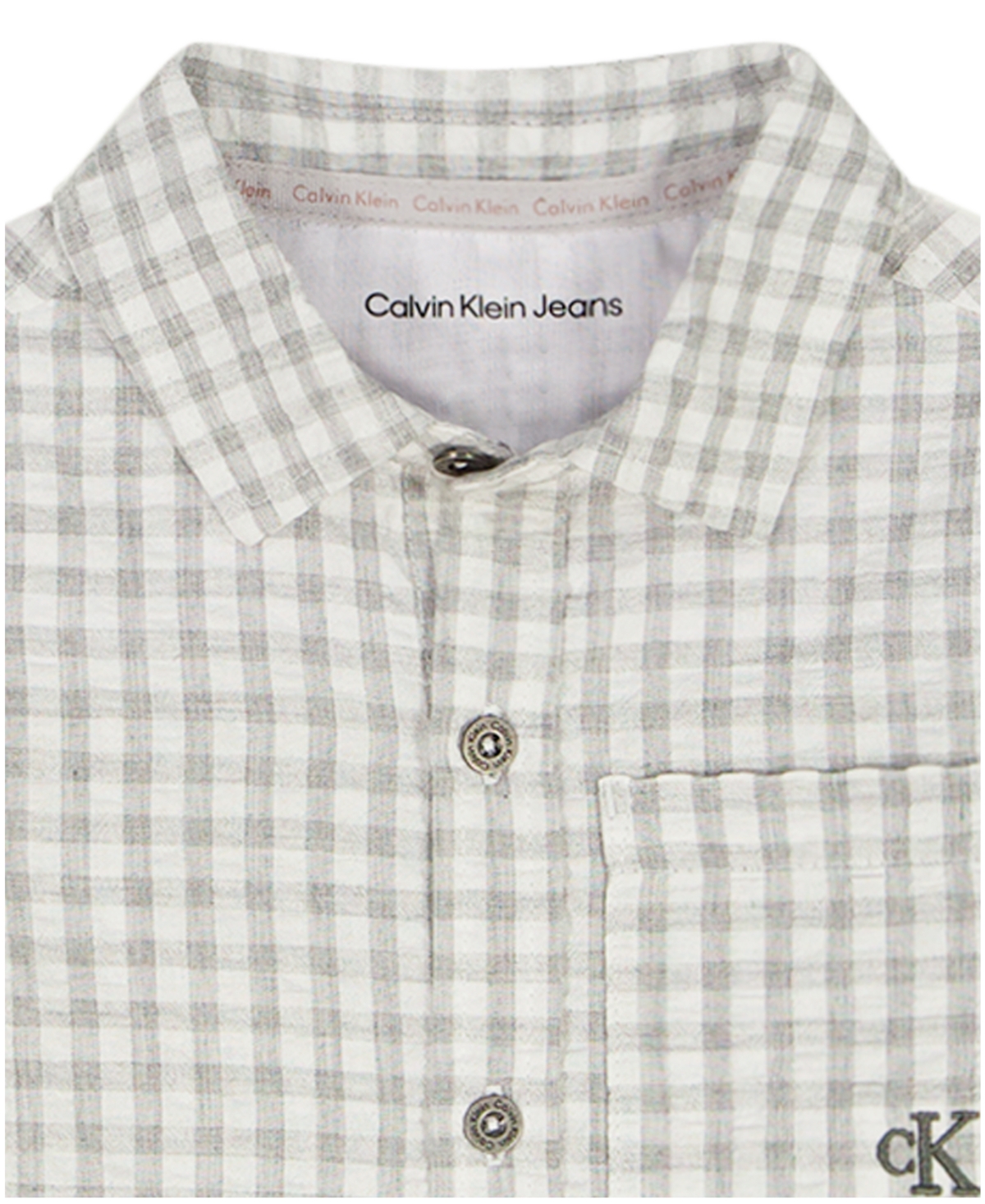 Calvin Klein Boys' Toddler 2T-4T Plaid Short-Sleeve Shirt and Twill Shorts, 2-Piece Set