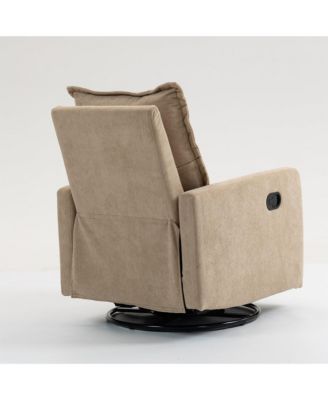 Short Plush Armchair Sofa Manual Button Recliner Chair, Camel