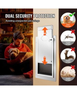 Metal Frame Wall-Entry Pet Door with 3-Flap System, Medium, White