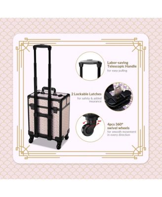 2-Piece Makeup Train Case Cosmetic Organizer Kit Art Deco Bloom Salon