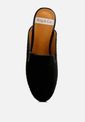 Womens Ouzini Velvet Textured Slip On Mules