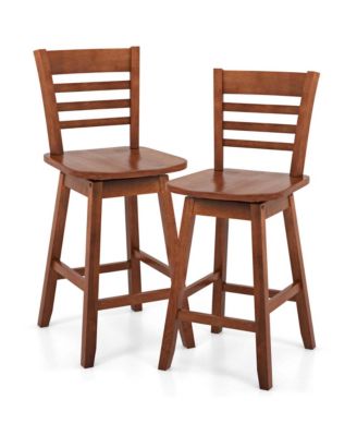 2 PCS 24.5" Counter Height Bar Chairs Swivel Bar Stools with Hollow Backrest