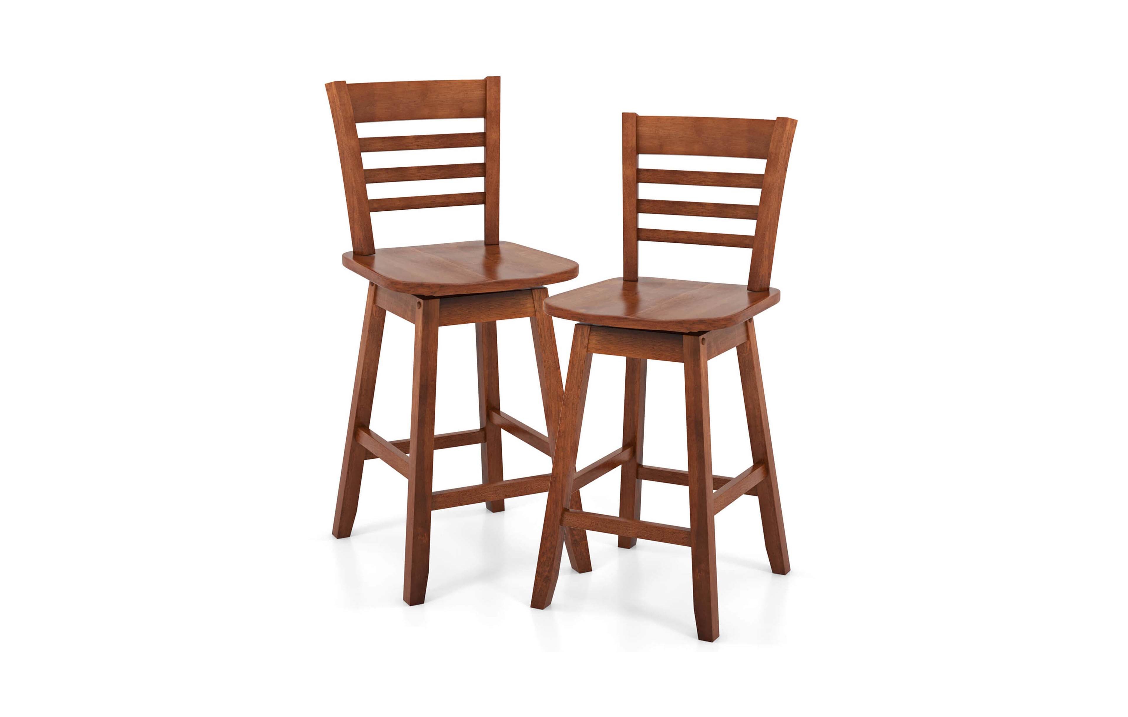 Costway 2 Pcs 24.5" Counter Height Bar Chairs Swivel Bar Stools with Hollow Backrest