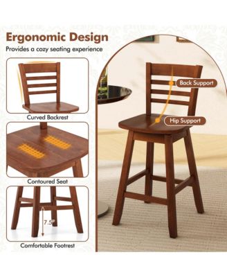 2 PCS 24.5" Counter Height Bar Chairs Swivel Bar Stools with Hollow Backrest