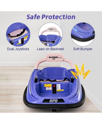 12V Kids Bumper Car Ride on Toy with Remote Control and 360 Degree Spin Rotation-Purple