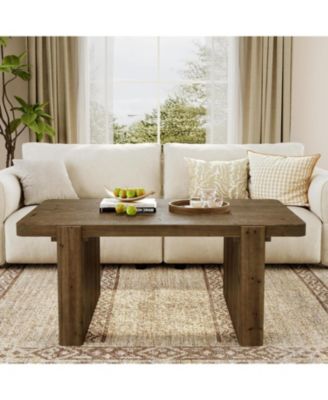 Farmhouse Coffee Table with Heavy-Duty Legs, Solid Wood