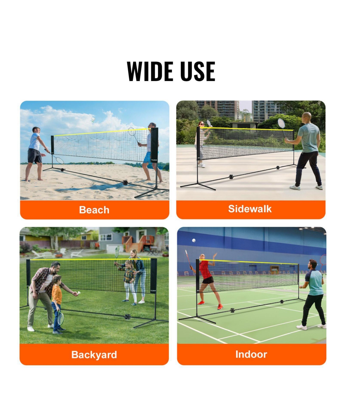 Mecale Adjustable Badminton and Volleyball Net, ft Foldable Pickleball Net with Poles, Stand and Carry Bag for Backyard Indoor Outdoor