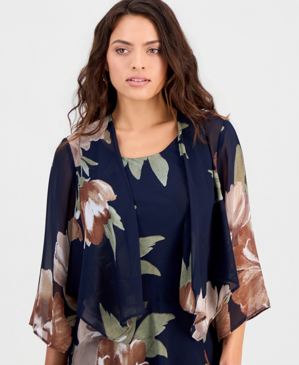 Robbie Bee Petite Floral Chiffon Jacket Dress