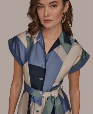 Petite Belted Short-Sleeve Shirt Dress