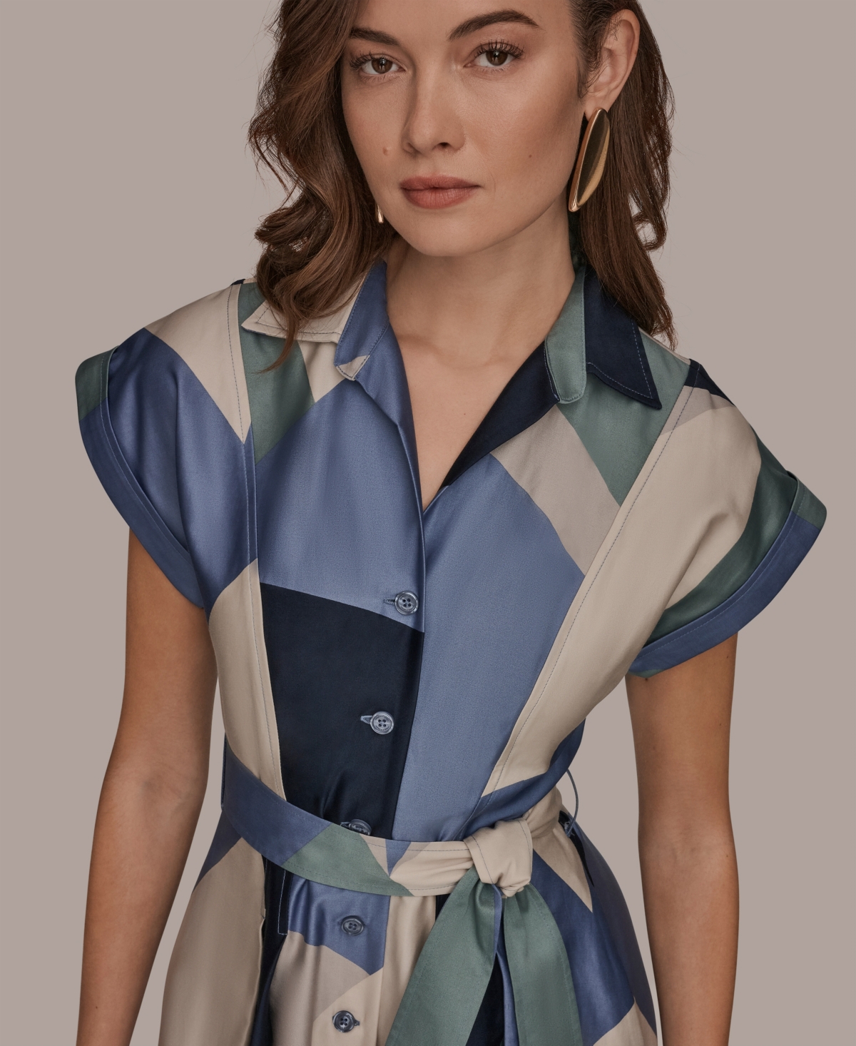 Donna Karan New York Petite Belted Short-Sleeve Shirtdress