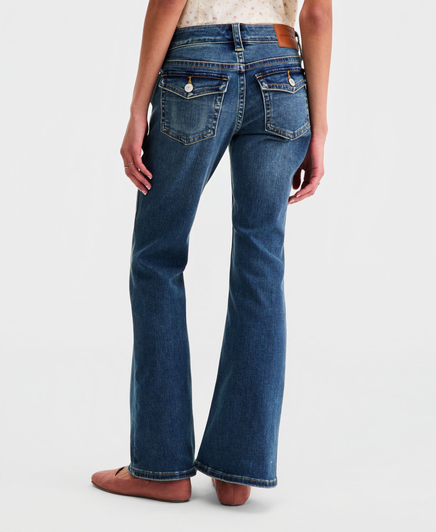 Женские джинсы Lucky Brand Low Rise Flap-Pocket Flared, цвет: Lightyear — фото 5