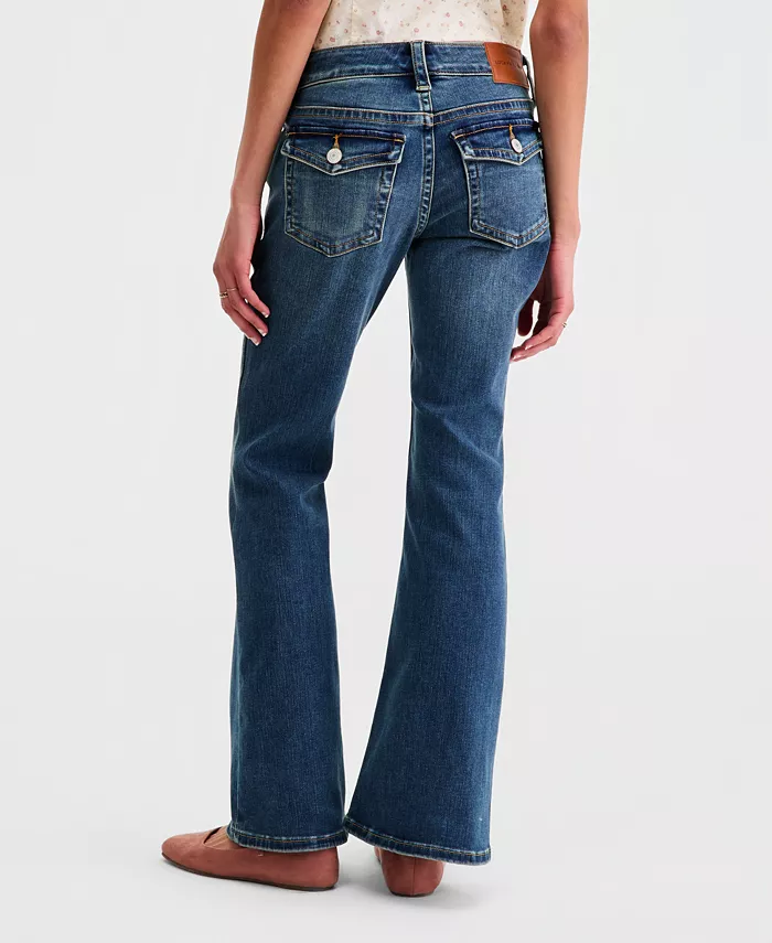 Women's Low Rise Flap-Pocket Flared Jeans - thumbnail 5