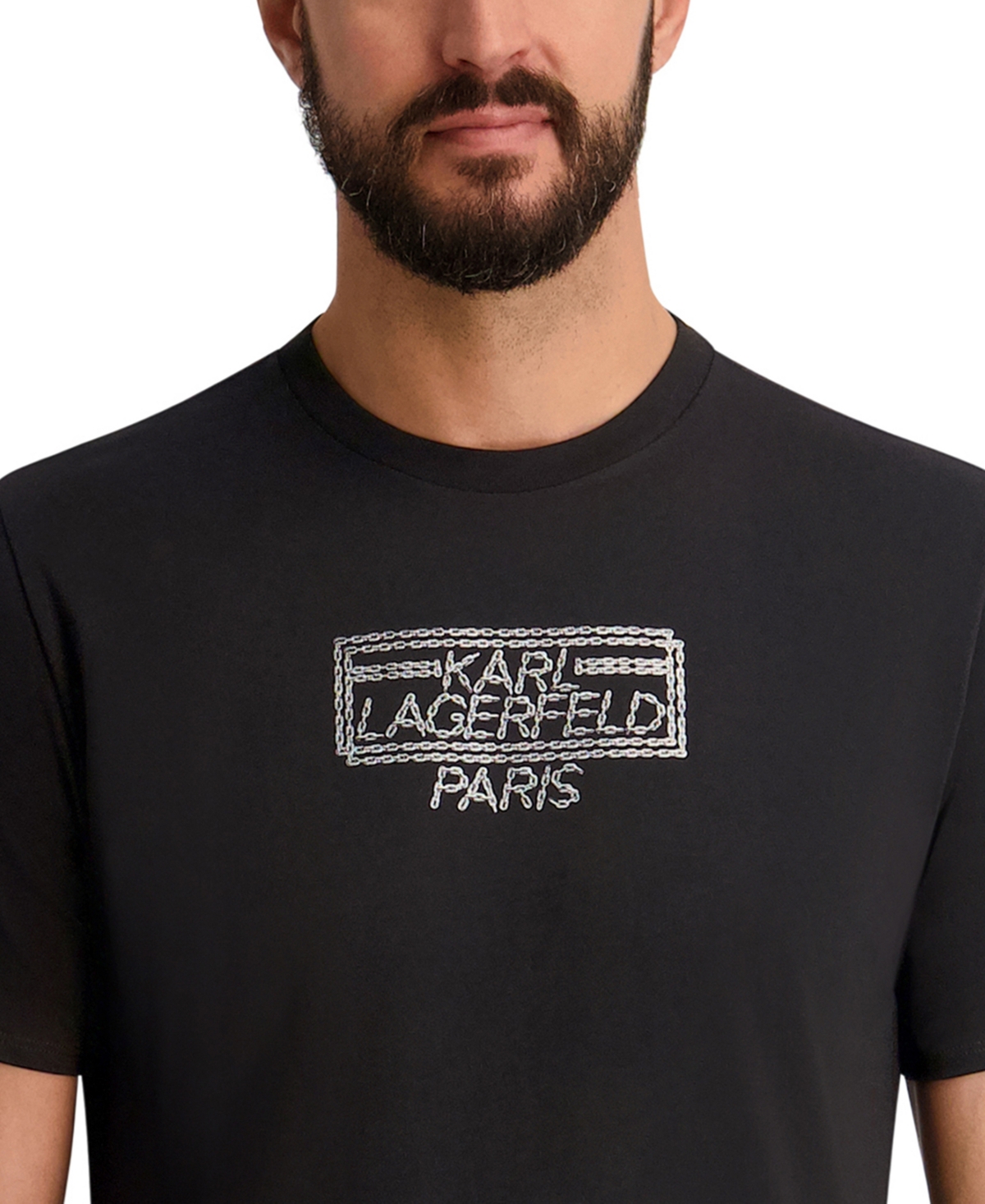 Karl Lagerfeld Paris Men's Metallic Finish Logo Regular-Fit T-Shirt