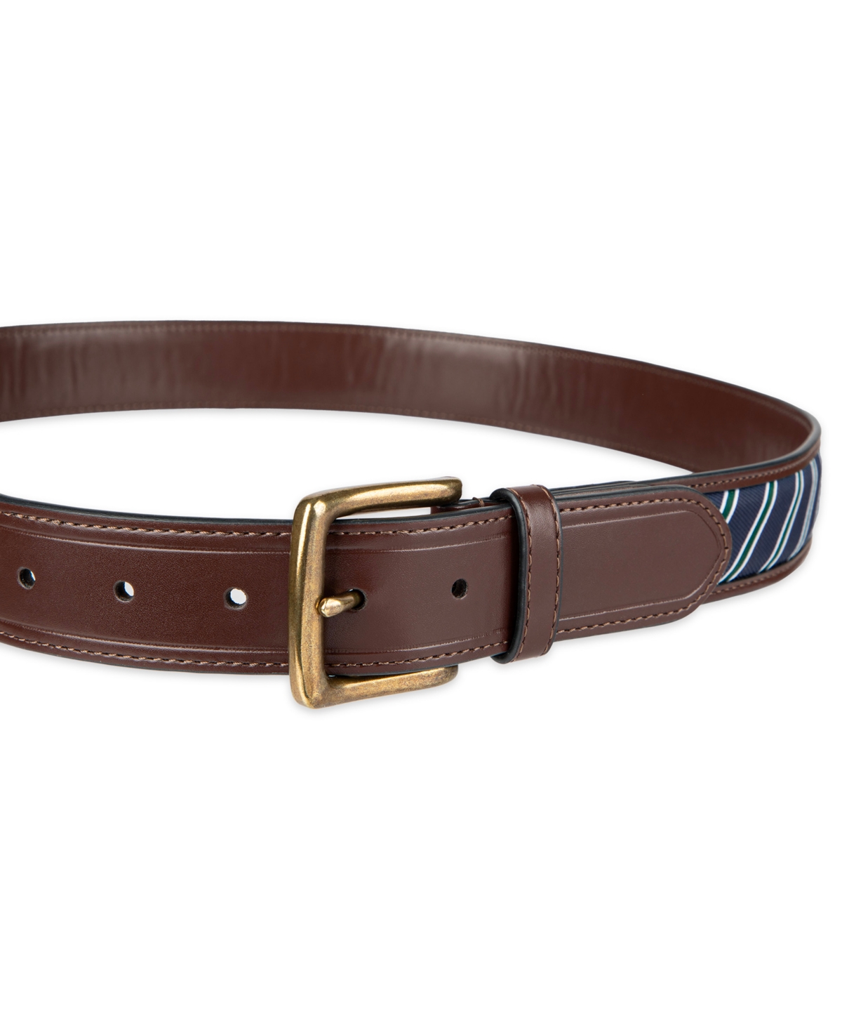Tommy Hilfiger Men's Prep Striped Ribbon Inlay Casual Belt