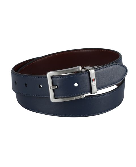 Мужской ремень Tommy Hilfiger 32MM Two-In-One Reversible Dress Belt, цвет: Тёмно-синий / Коричневый