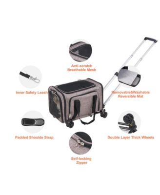 Airline-Approved Rolling Pet Carrier, Holds up to 25 lbs., Gray