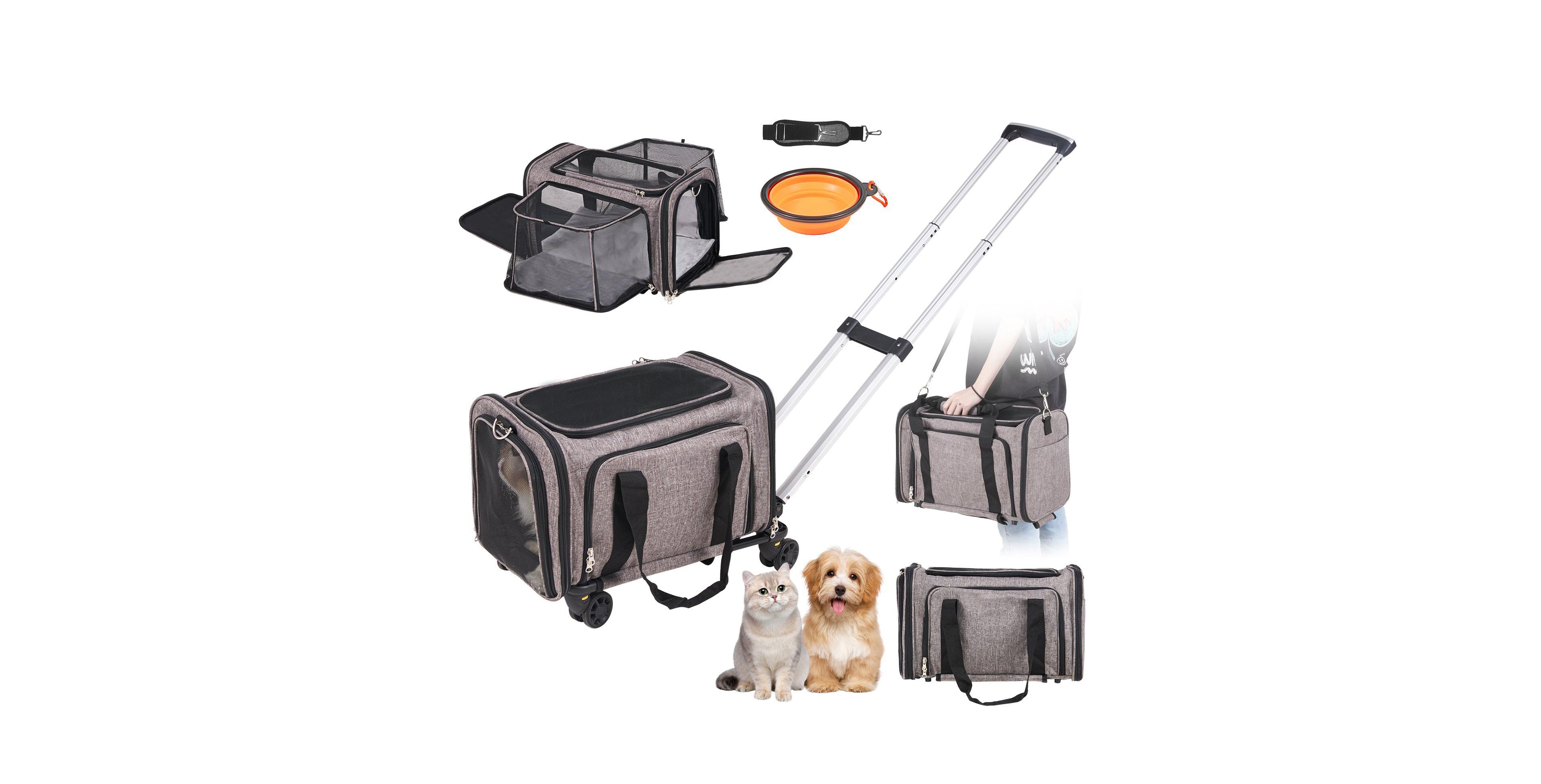 Cozito Airline-Approved Rolling Pet Carrier, Holds up to 25 lbs., Gray