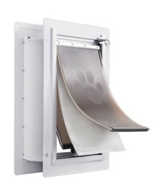 Metal Frame Wall-Entry Pet Door with 3-Flap System, Small, White
