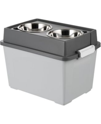 USA Elevated Dog Bowls, Airtight Pet Food Storage, Dark Gray