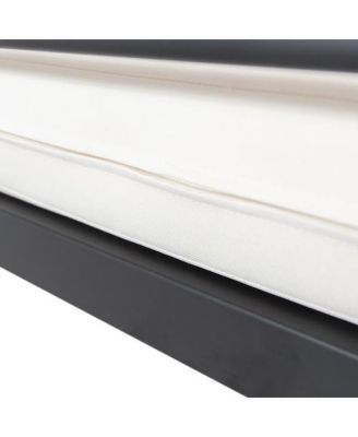 THEO 2 Seater Sofa Right Side Acacia Wood Slats Iron Frame Water Resistant Cushions Outdoor