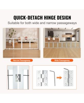 4-Panel Foldable Freestanding Pet Gate, 96.5" W x 32" H