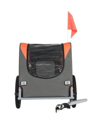 Foldable Pet Bike Trailer with Universal Coupler, Holds up to 66 lbs., Orange & Gray