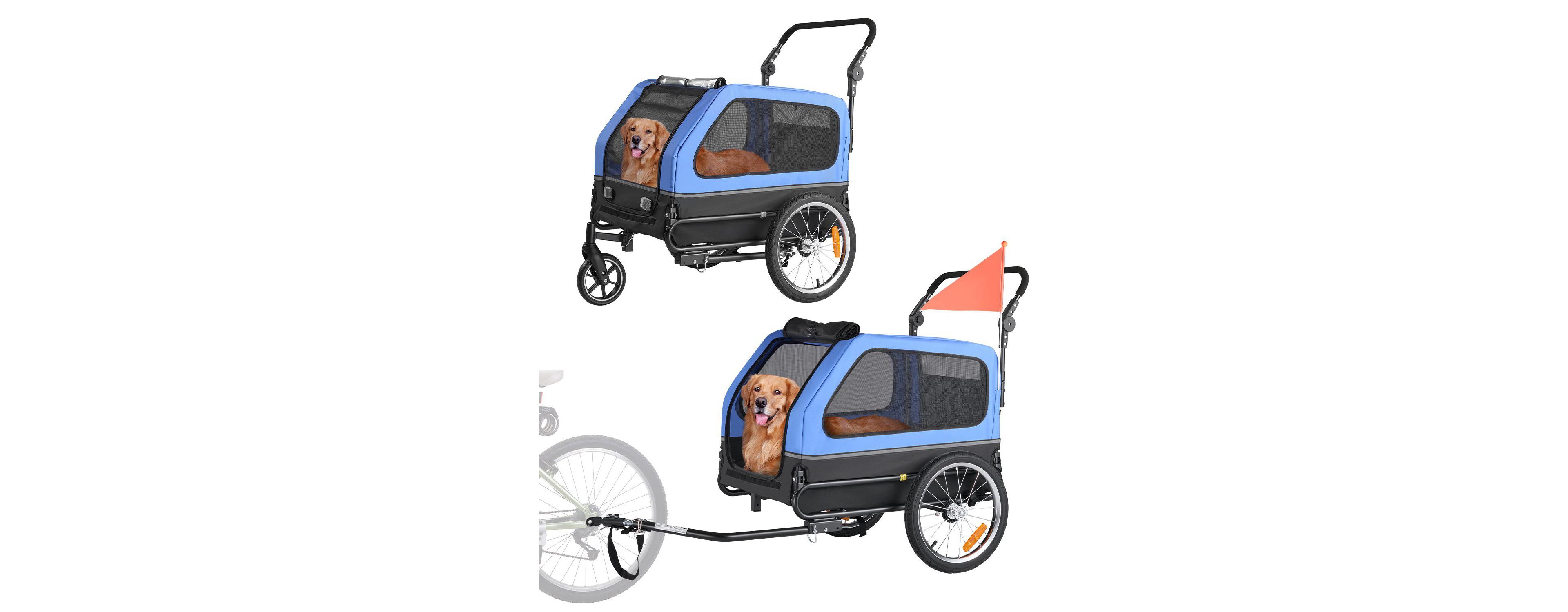 Cozito 2-in-1 Foldable Pet Bike Trailer & Stroller, Holds up to 88 lbs