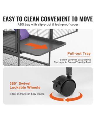 34" 2-Tier Rolling Small Animal Cage with Tray