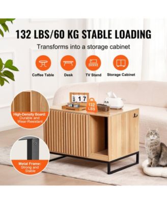 Wooden Cat Litter Box Enclosure with Metal Legs