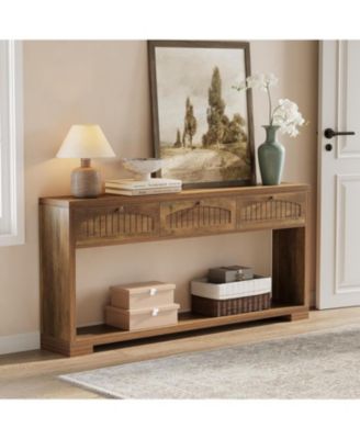 70.8-Inch Long Console Table with 3 Drawers, Farmhouse Narrow Entryway Table & Sofa Table