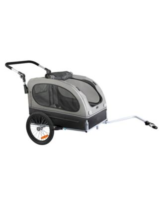 2-in-1 Foldable Dog Bike Trailer & Stroller, Holds up to 88 lbs., Black & Gray