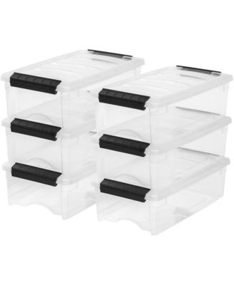 USA 6-Pack Plastic Storage Bins with Lids, 6 Quart, Made in USA Stackable Latches Durable Nestable Containers