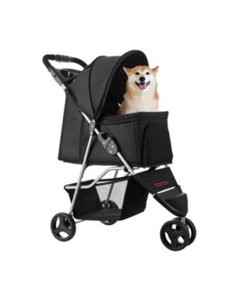 3-Wheel Foldable Pet Stroller with Cup Holders, Holds up to 35 lbs