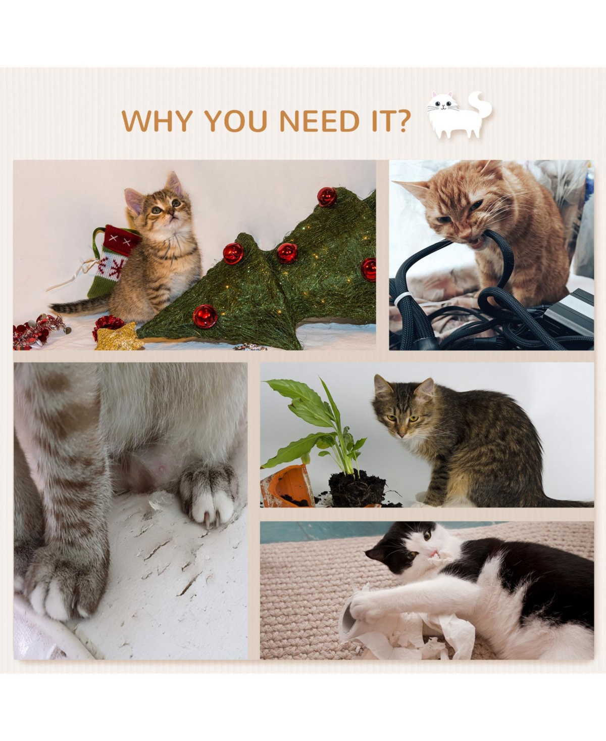 Aostirmotor Wall-Mounted Cat Tree with Adjustable Jumping Platforms