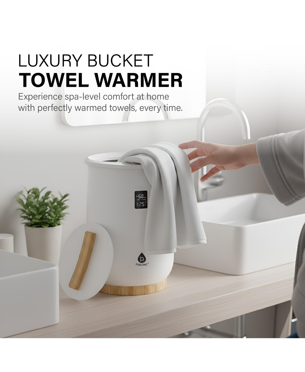 Pursonic Luxury Towel Warmer with One-Touch Digital Control Panel